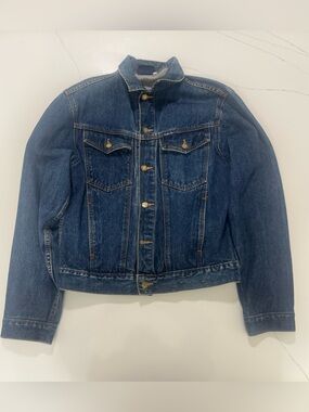 Vintage 80s Seattle Blues Denim Trucker Jacket Dark Wash USA Blue Jean Coat L